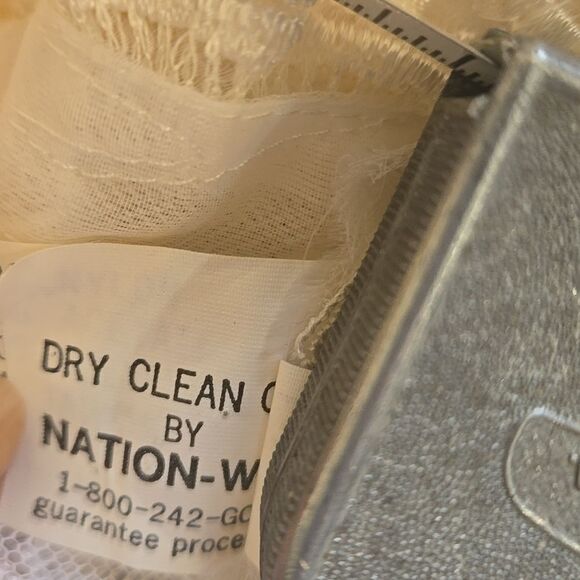 Vintage White Victorian 80s Wedding Lace Dress with Pearl Details - Picture 11 of 12